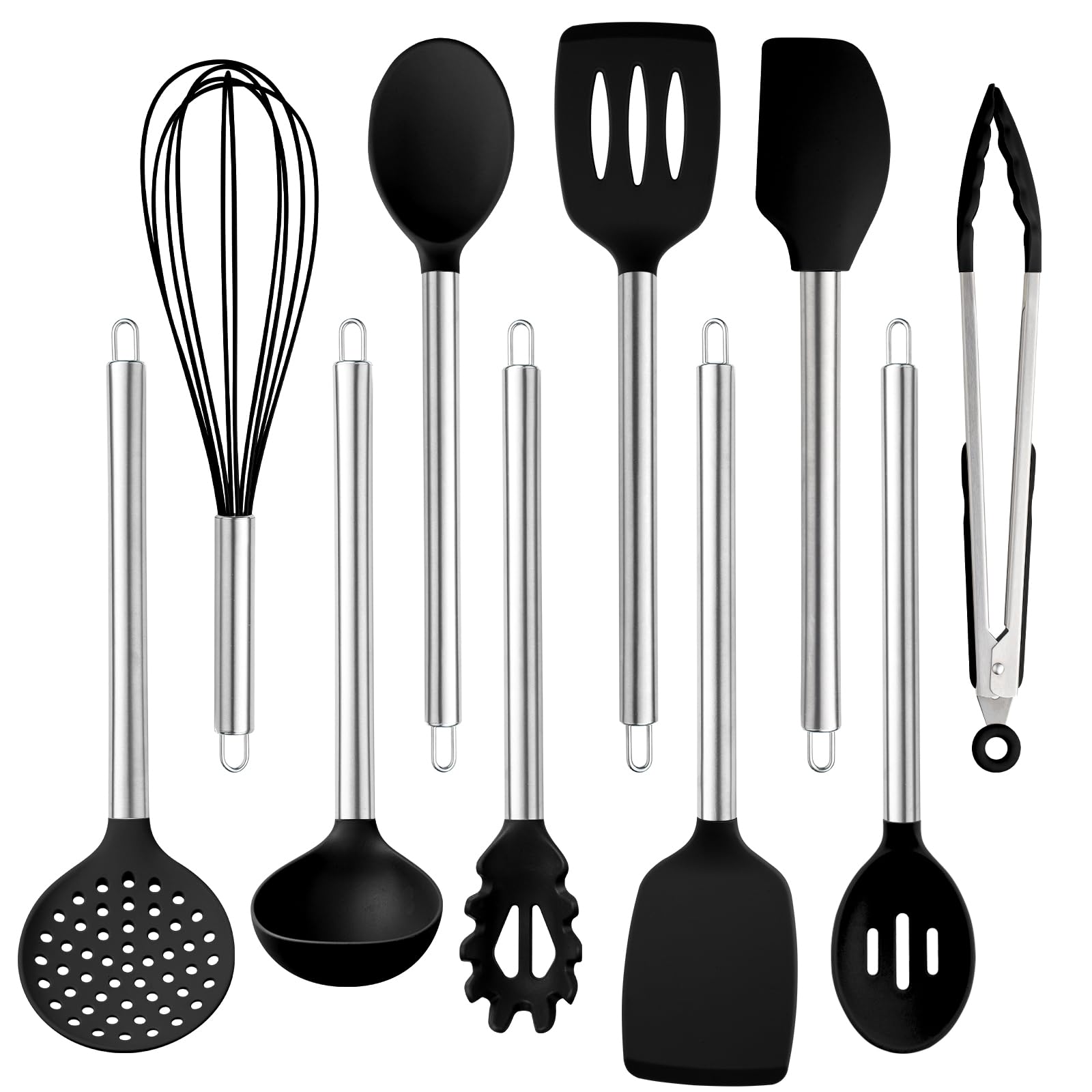 Foto 2 pulgar | Juego De Utensilios De Cocina Cook With Color Silicone De 10 Piezas, Color Negro - Venta Internacional.