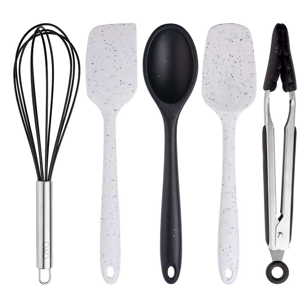 Juego De Utensilios De Cocina Cook With Color De Silicona, 5 Unidades, Color Blanco Y Negro - Venta Internacional.