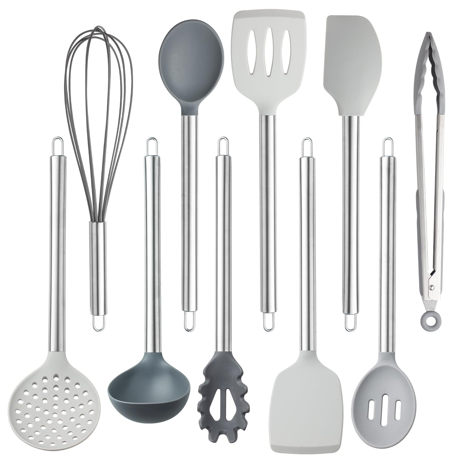 Juego De Utensilios De Cocina Cook With Color Silicone De 10 Piezas, Color Gris - Venta Internacional.