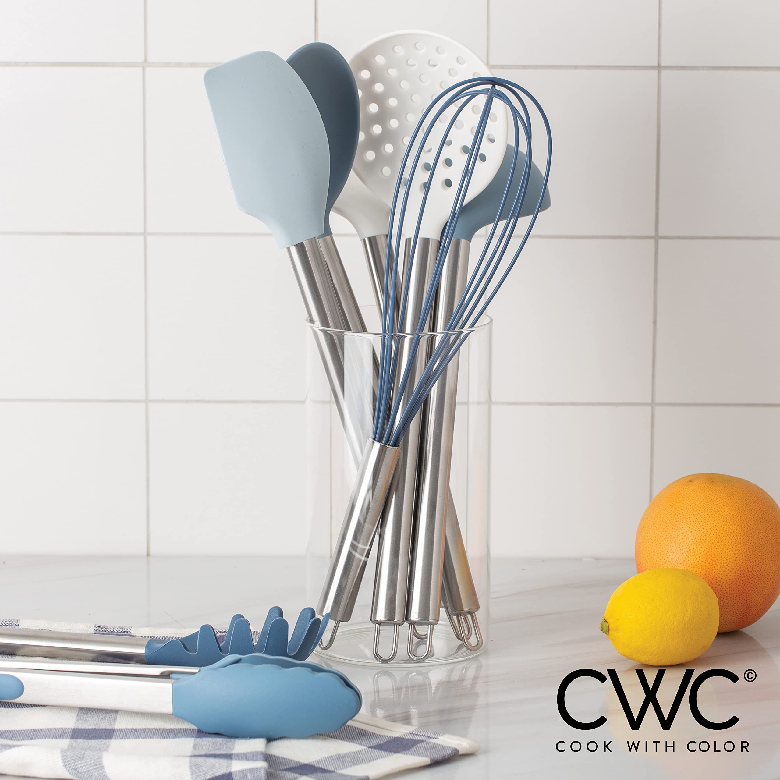 Foto 8 pulgar | Utensilios De Cocina Cook With Color Silicone, Juego De 10 Piezas, Azul/blanco - Venta Internacional.