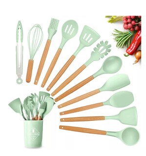 Foto 1 | Utensilios Silicona 12 Set Cocina Espatulas Reposteria Teker Color Verde