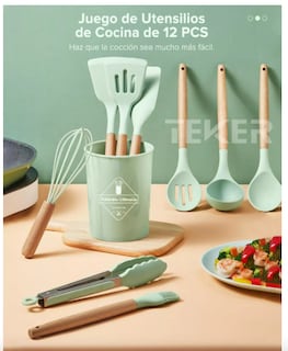 Foto 2 | Utensilios Silicona 12 Set Cocina Espatulas Reposteria Teker Color Verde
