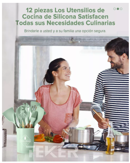 Foto 4 pulgar | Utensilios Silicona 12 Set Cocina Espatulas Reposteria Teker Color Verde