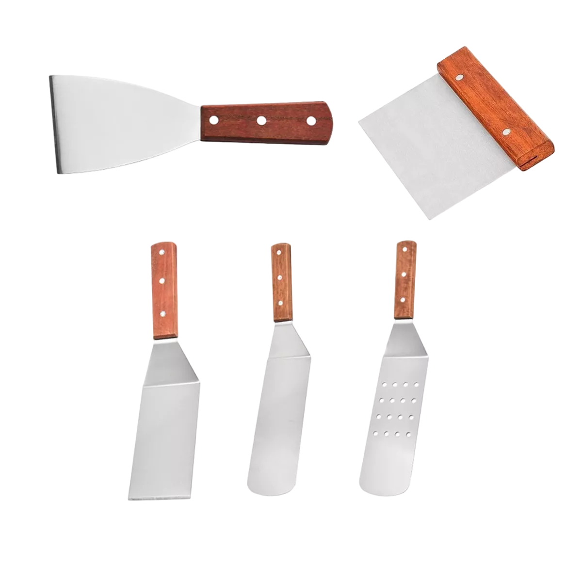 5pcs Espatula Volteadora Cocina Plancha Acero Inoxidable