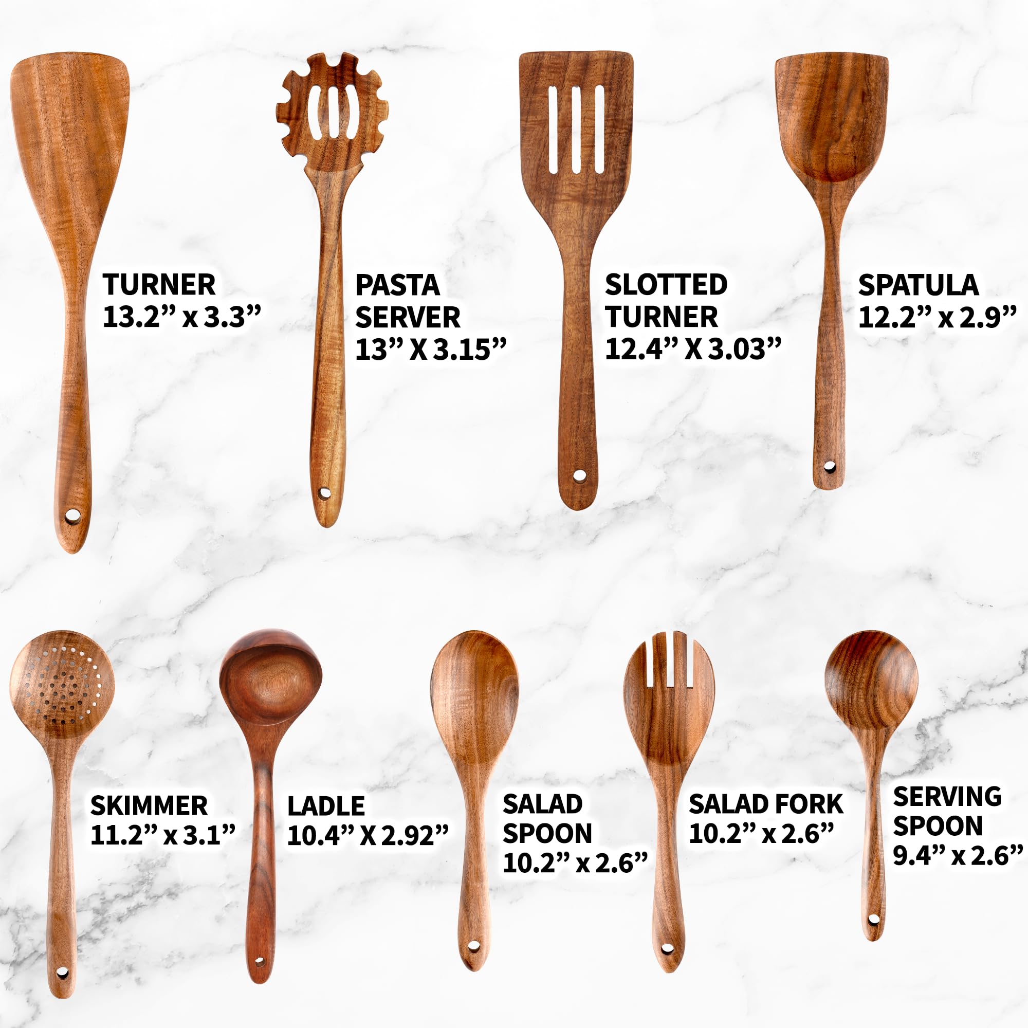 Foto 6 pulgar | Juego De Utensilios Zulay Kitchen, Madera De Teca, 9 Piezas Con Caja De Regalo - Venta Internacional.