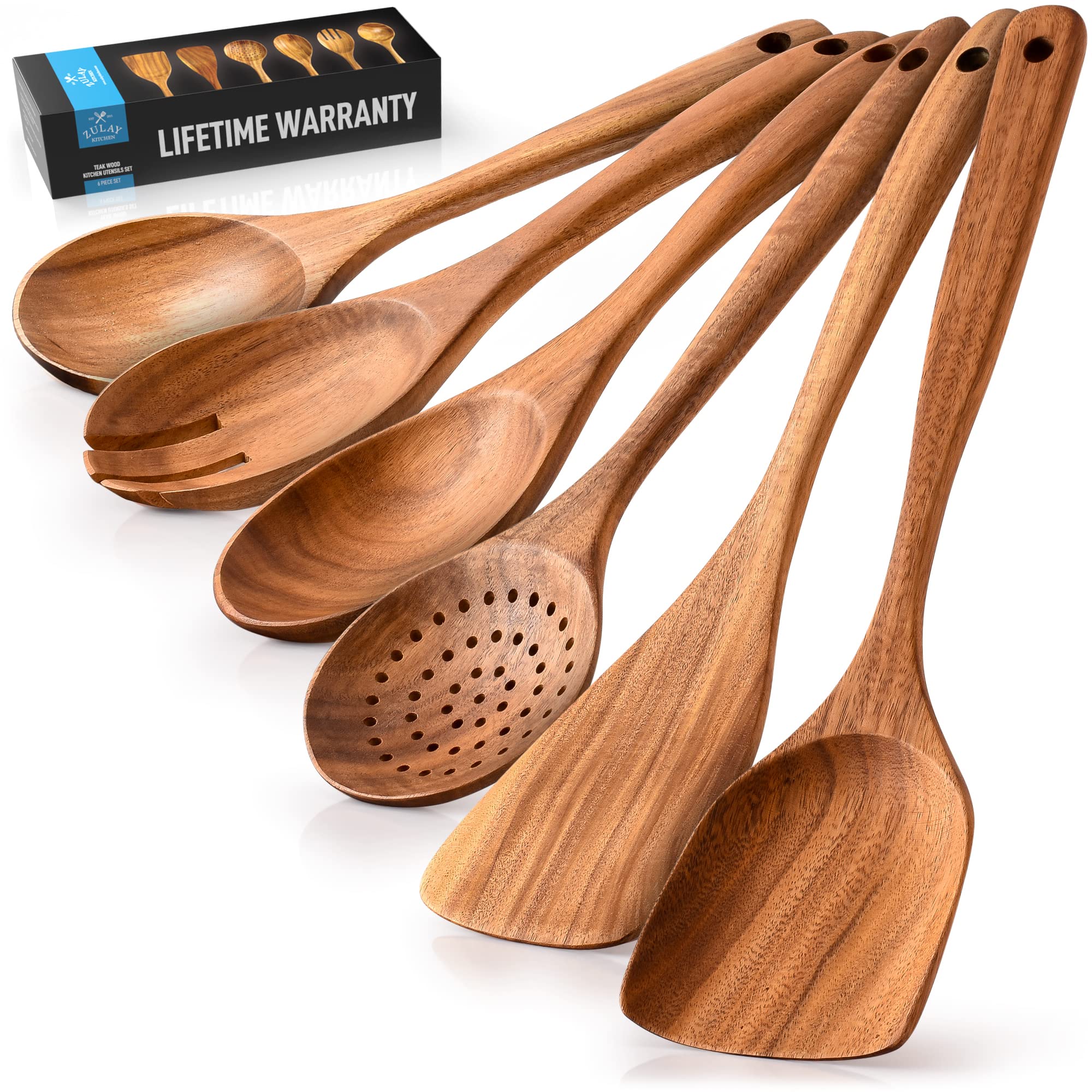 Foto 2 pulgar | Juego De Cucharas De Madera Zulay Kitchen, Madera De Teca, 6 Piezas - Venta Internacional.