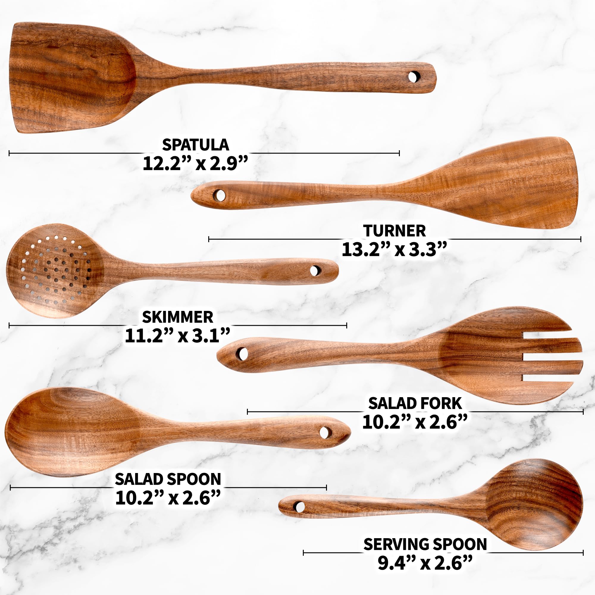 Foto 7 pulgar | Juego De Cucharas De Madera Zulay Kitchen, Madera De Teca, 6 Piezas - Venta Internacional.