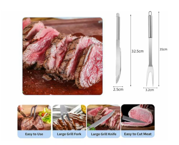 Foto 4 pulgar | Kit Set Estuche De Carne Asada  Wünd Barbacoa Pinzas Cuchillos