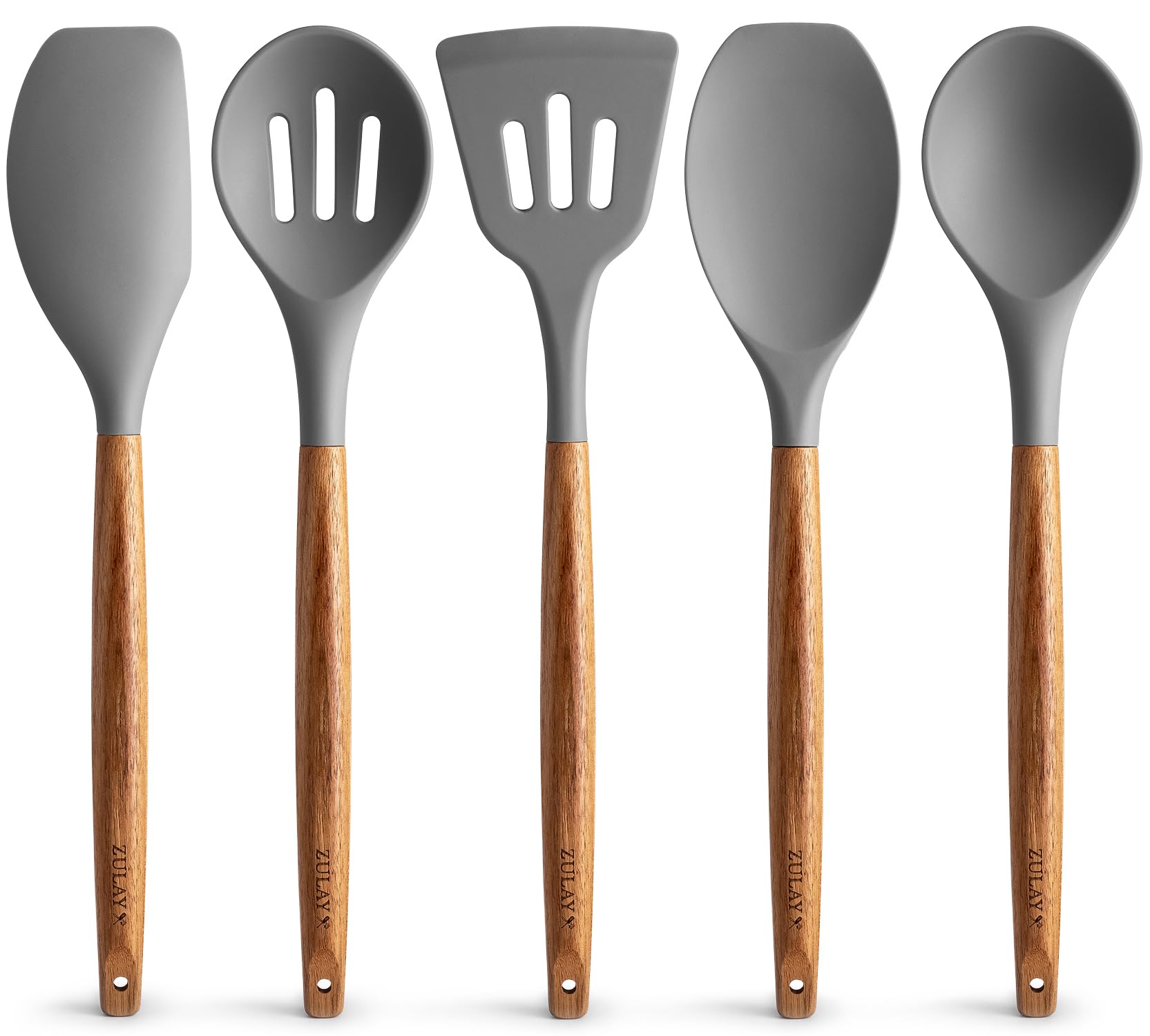 Set De Utensilios De Cocina Zulay De Silicona Antiadherente Con Madera De Acacia - Venta Internacional.