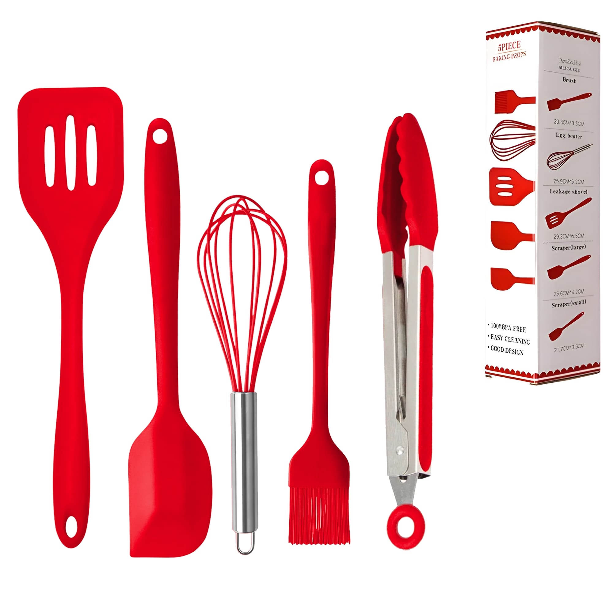 Espatulas De Cocina Kit Ecomlab Utensilios De Silicona (rojo)