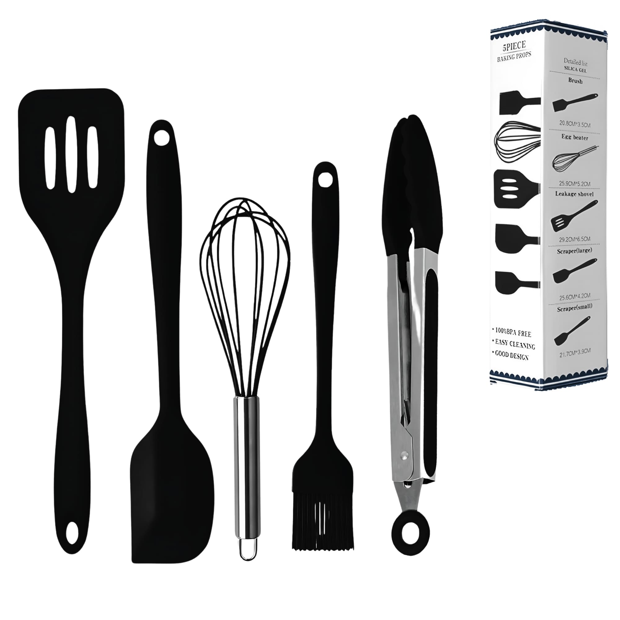 Espatulas De Cocina Kit Ecomlab Utensilios De Silicona (negro)