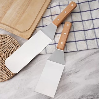 Foto 3 | Juego de 5 Espátulas de Acero Inoxidable para Cocina y Parrilla con Mango de Caoba