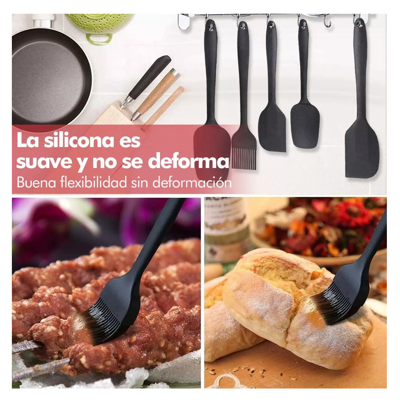 Foto 4 pulgar | Utensilios Silicona para Cocina 6 Piezas Negro