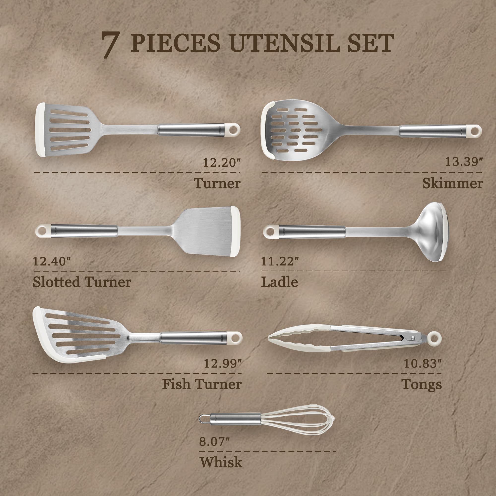 Foto 3 pulgar | Juego de Utensilios de Cocina Carote 7 Piezas de Acero Inoxidable con Silicona - Venta Internacional