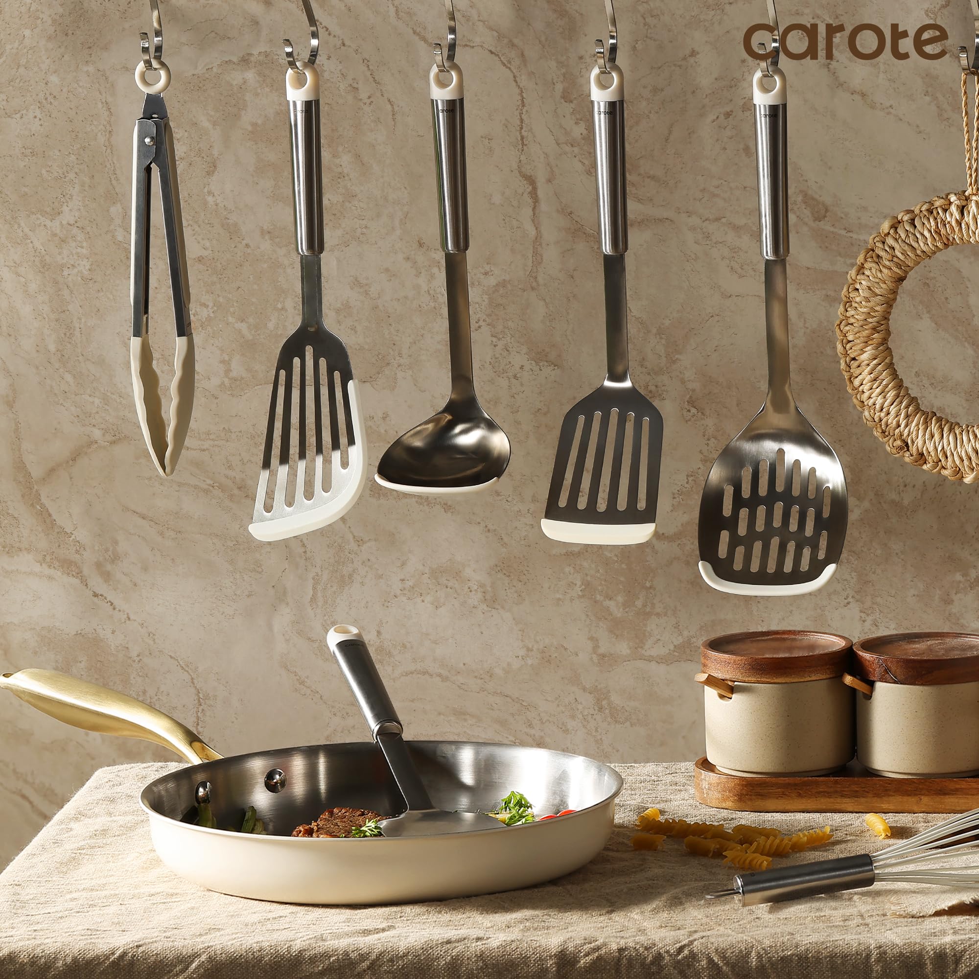 Foto 6 pulgar | Juego de Utensilios de Cocina Carote 7 Piezas de Acero Inoxidable con Silicona - Venta Internacional