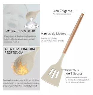 Foto 3 | Set De Utensilios Para Cocina Utensilios De Silicon Cocina 14 Psz Beige