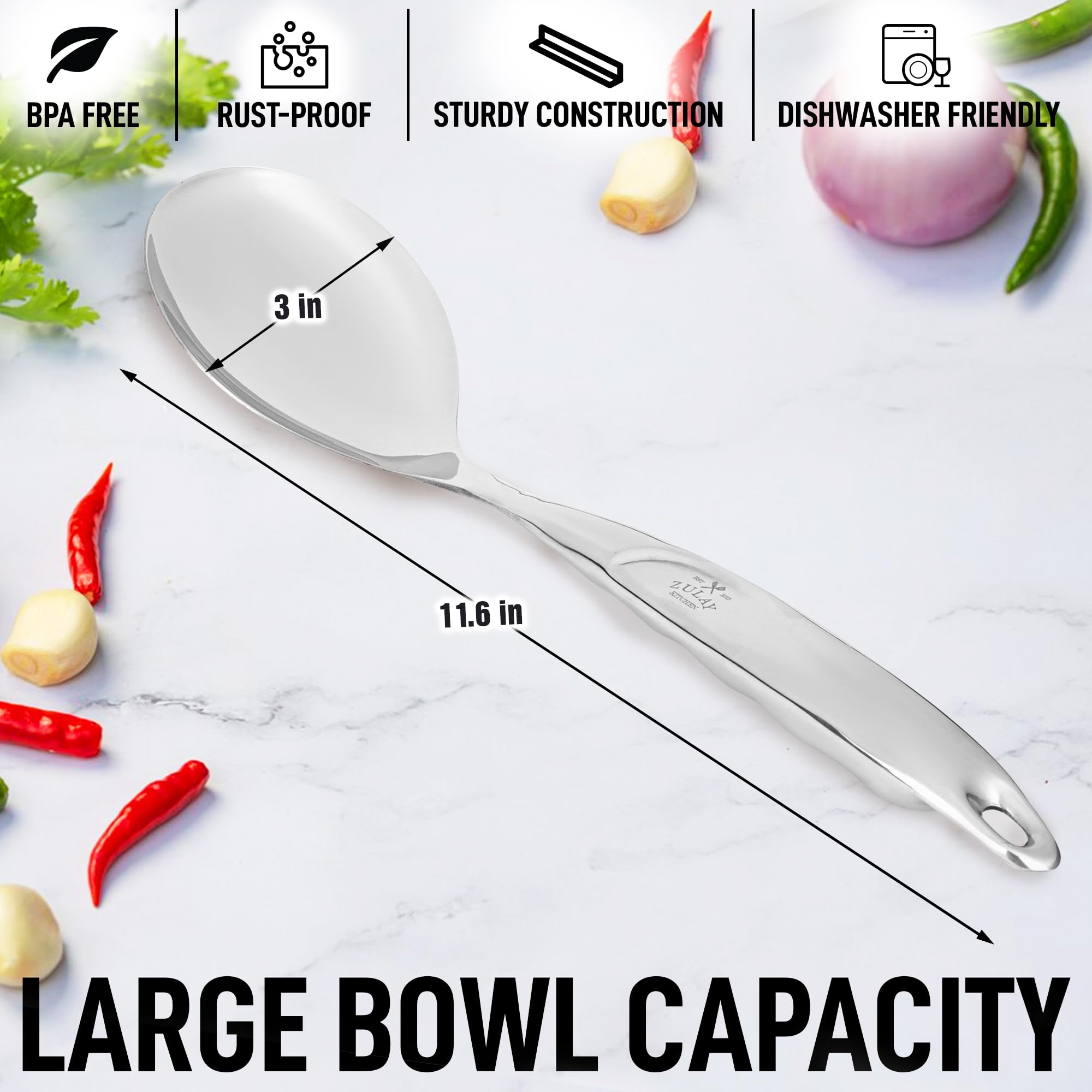 Foto 4 pulgar | Cuchara para Servir Zulay Kitchen de Acero Inoxidable 29,21 Cm - Venta Internacional