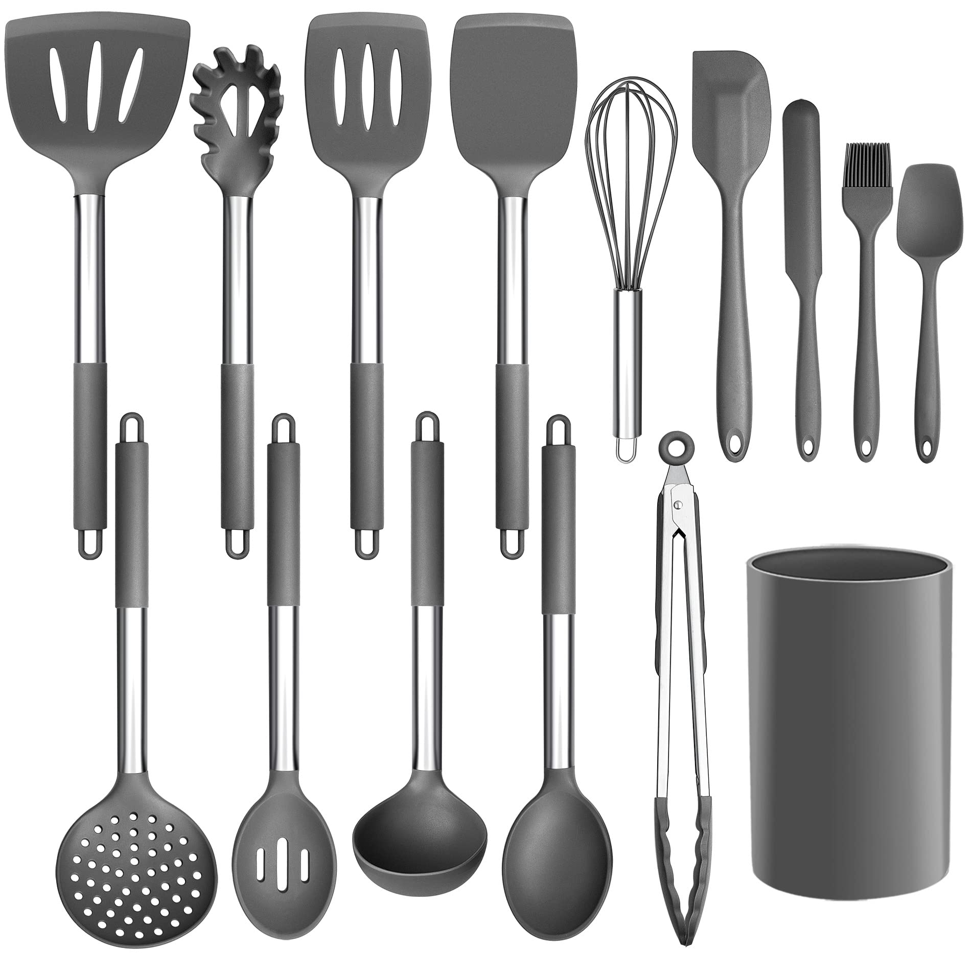 Foto 2 pulgar | Juego De Utensilios De Cocina Lianyu De 15 Piezas Con Soporte De Silicona Gris - Venta Internacional.