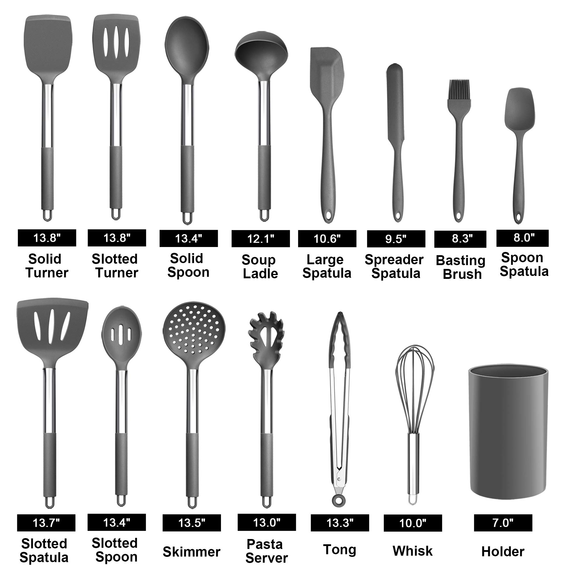 Foto 3 pulgar | Juego De Utensilios De Cocina Lianyu De 15 Piezas Con Soporte De Silicona Gris - Venta Internacional.