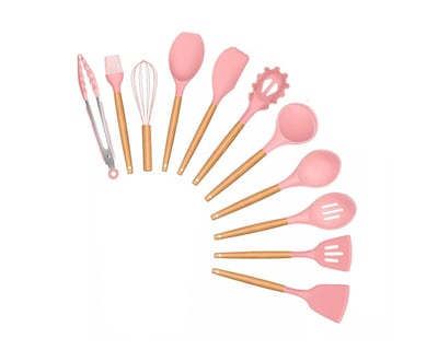 Foto 1 | Utensilios Silicona 12 Set Cocina Espatulas Rosa