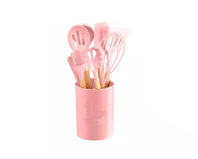 Foto 4 pulgar | Utensilios Silicona 12 Set Cocina Espatulas Rosa