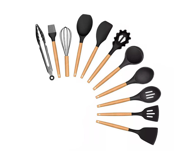 Foto 1 | Utensilios Silicona 12 Set Cocina Espatulas Negro
