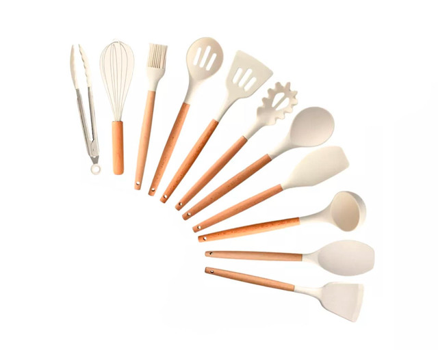 Utensilios Silicona 12 Set Cocina Espatulas Beige