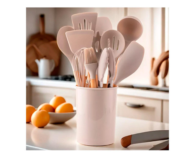 Foto 4 pulgar | Utensilios Silicona 12 Set Cocina Espatulas Beige