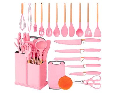 Foto 1 | Set 19 Utensilios de Cocina Rosa