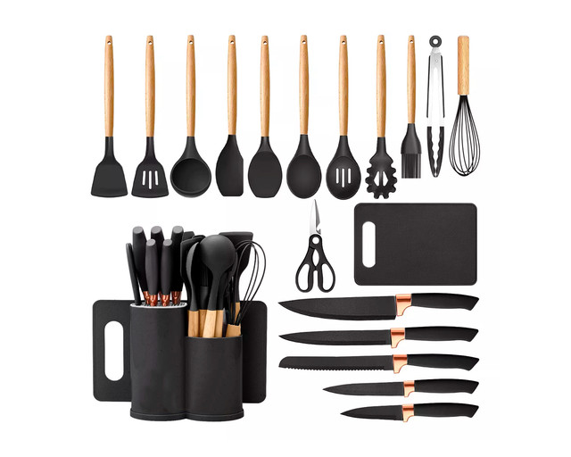 Set 19 Utensilios de Cocina Negro