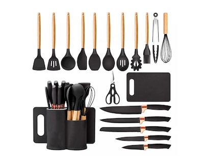 Foto 1 | Set 19 Utensilios de Cocina Negro