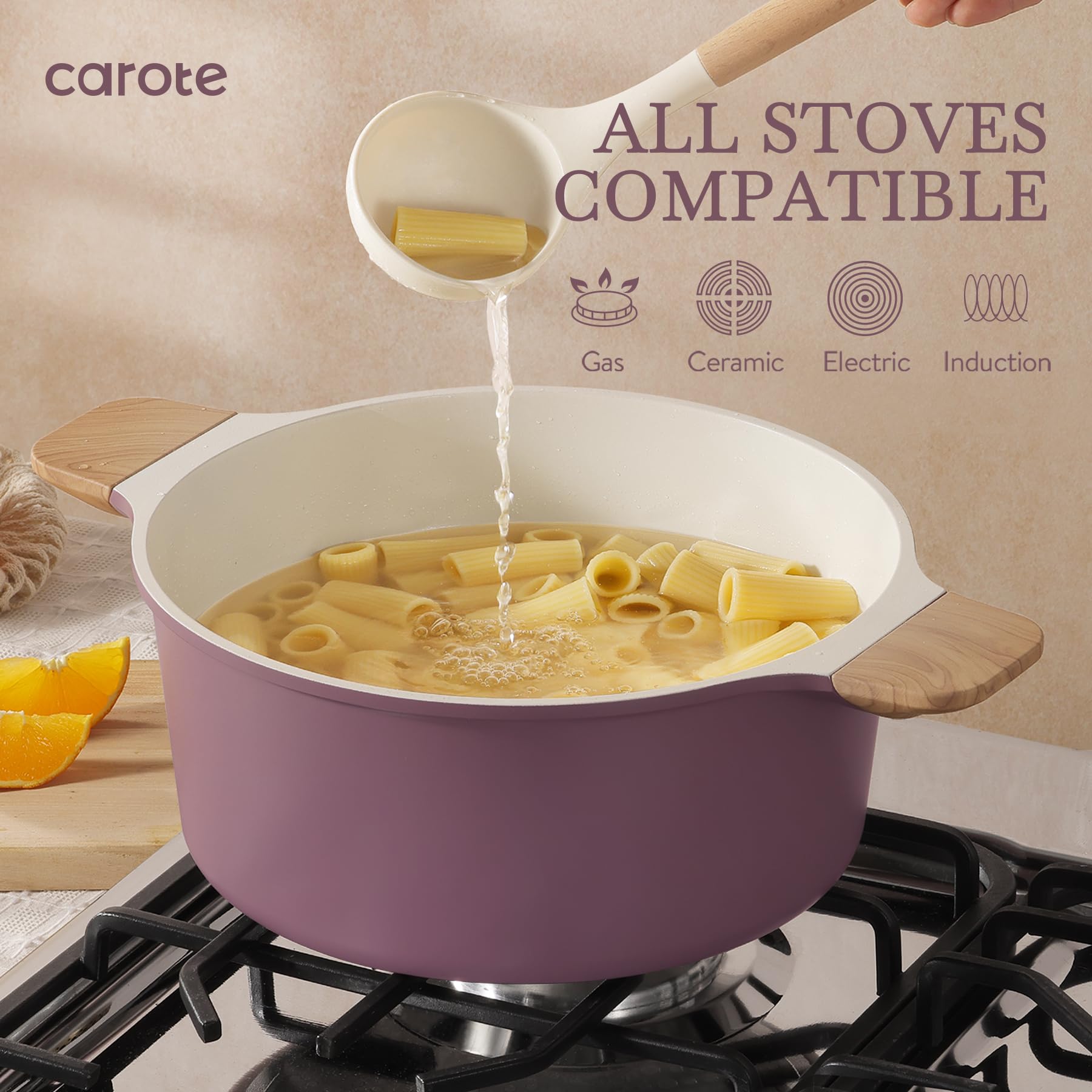 Foto 4 | Juego De Utensilios De Cocina Carote De Cerámica Antiadherente Para Inducción, 12 Unidades, Color Morado - Vent
