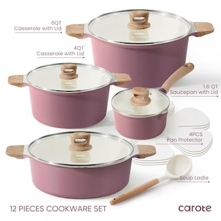 Foto 7 | Juego De Utensilios De Cocina Carote De Cerámica Antiadherente Para Inducción, 12 Unidades, Color Morado - Vent
