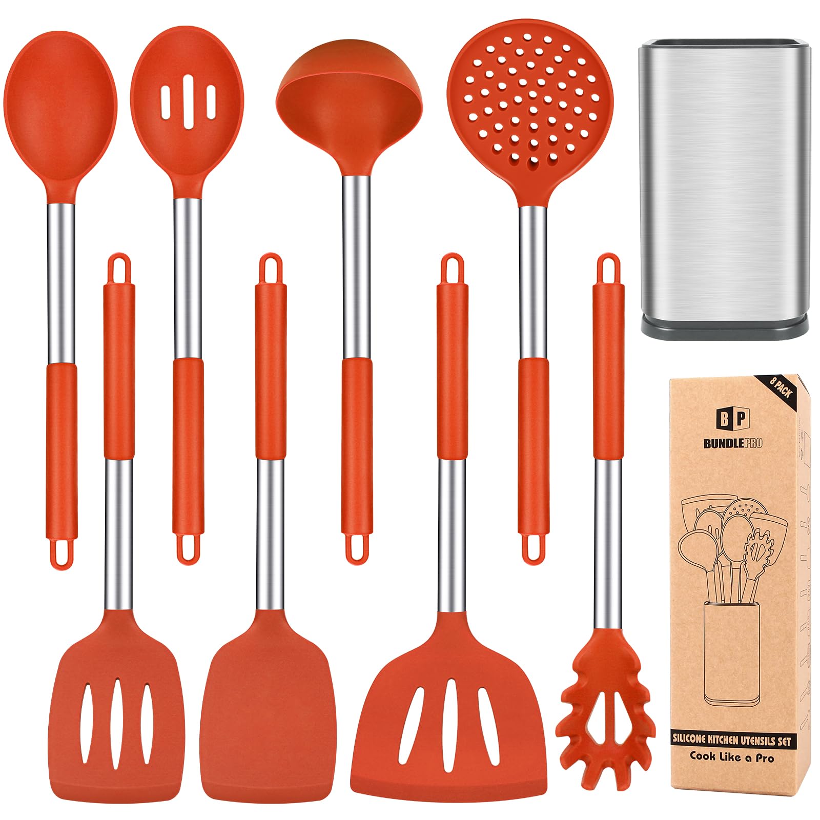 Foto 2 pulgar | Juego De Utensilios De Cocina Bundlepro De Silicona, 8 Piezas, Resistentes Al Calor - Venta Internacional.