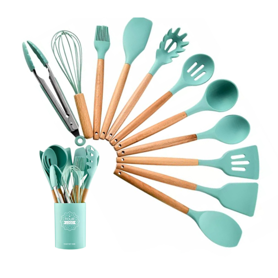 Foto 1 | Set de Utensilios de Cocina de Silicona y Madera Okaeri