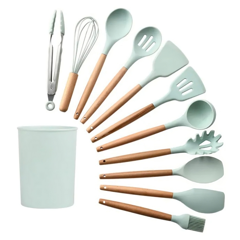 Foto 2 pulgar | Juego De Utensilios De Cocina Antiadherentes De Madera De Silicona, 12 Piezas - Venta Internacional.