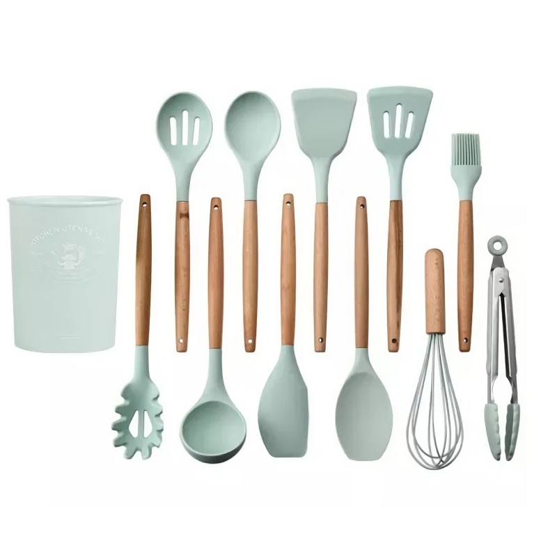 Foto 3 pulgar | Juego De Utensilios De Cocina Antiadherentes De Madera De Silicona, 12 Piezas - Venta Internacional.