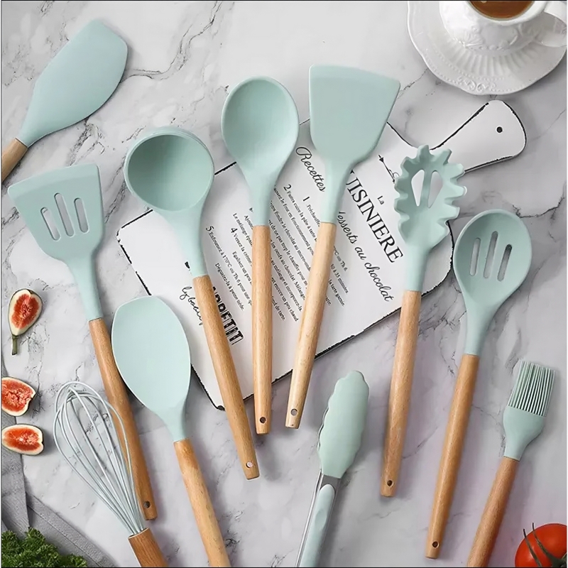 Foto 4 pulgar | Juego De Utensilios De Cocina Antiadherentes De Madera De Silicona, 12 Piezas - Venta Internacional.