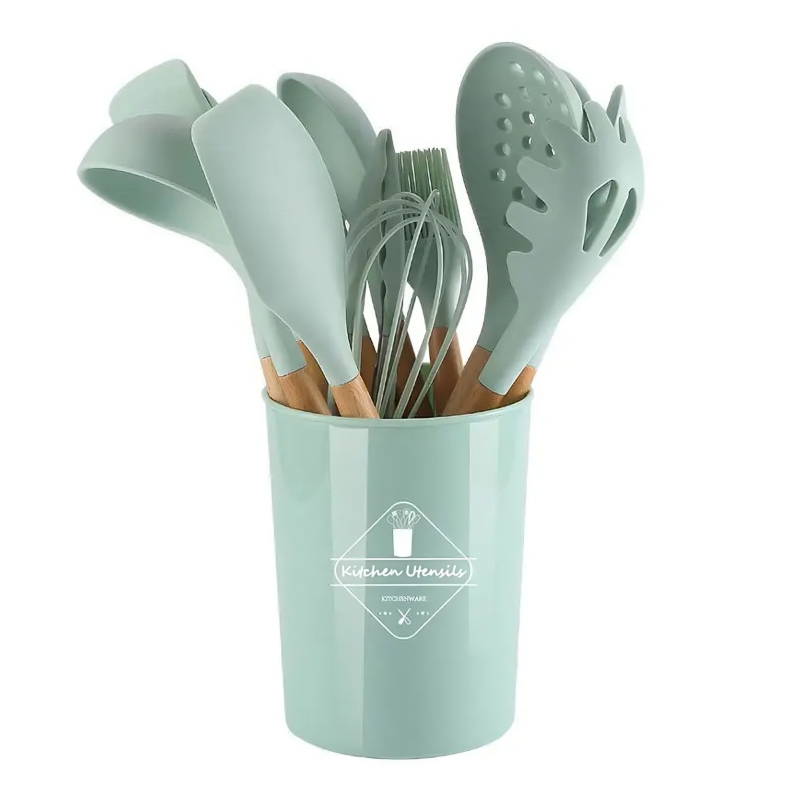 Foto 6 pulgar | Juego De Utensilios De Cocina Antiadherentes De Madera De Silicona, 12 Piezas - Venta Internacional.