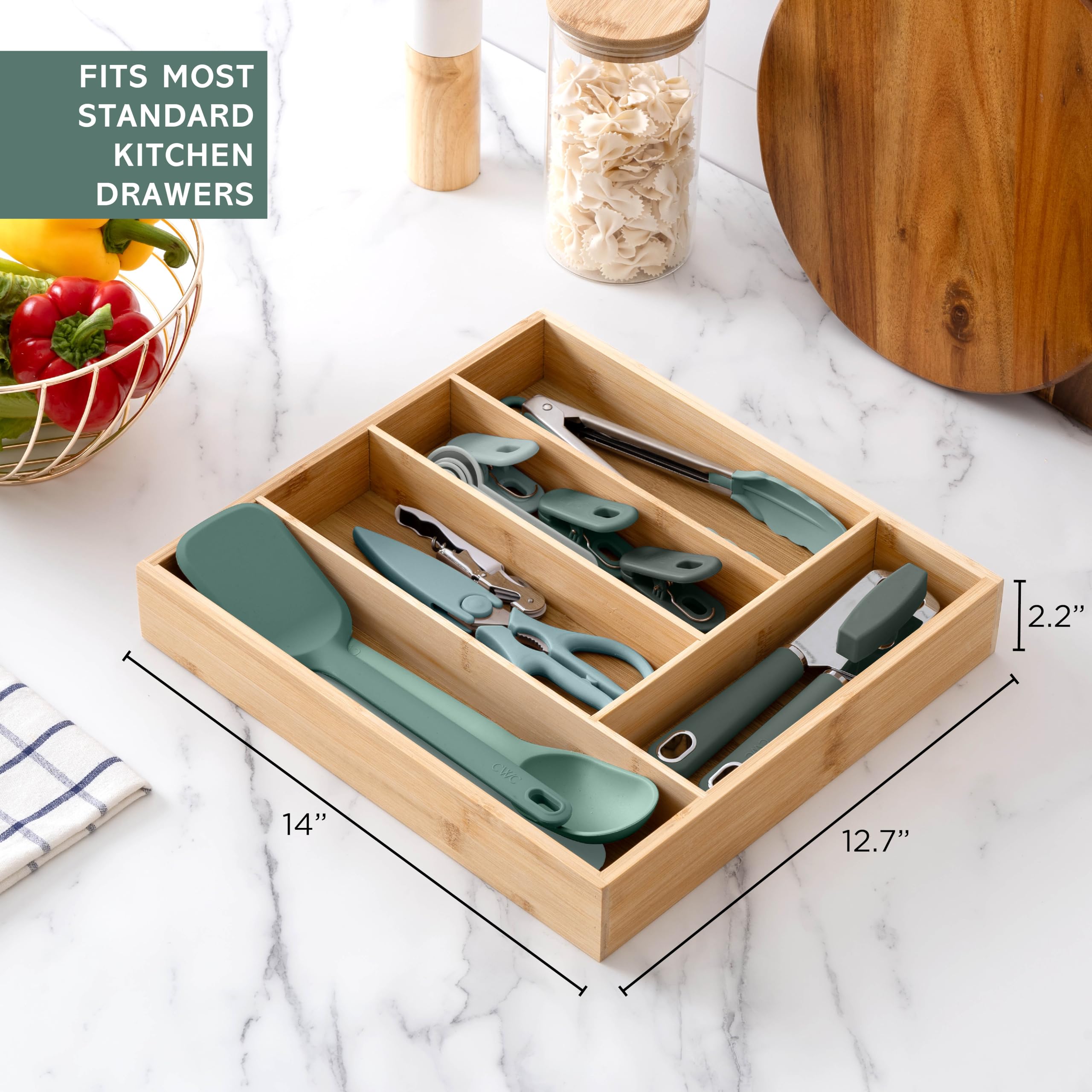 Foto 6 pulgar | Juego De Utensilios De Cocina Cook With Color Bamboo, 18 Piezas Con Organizador - Venta Internacional.