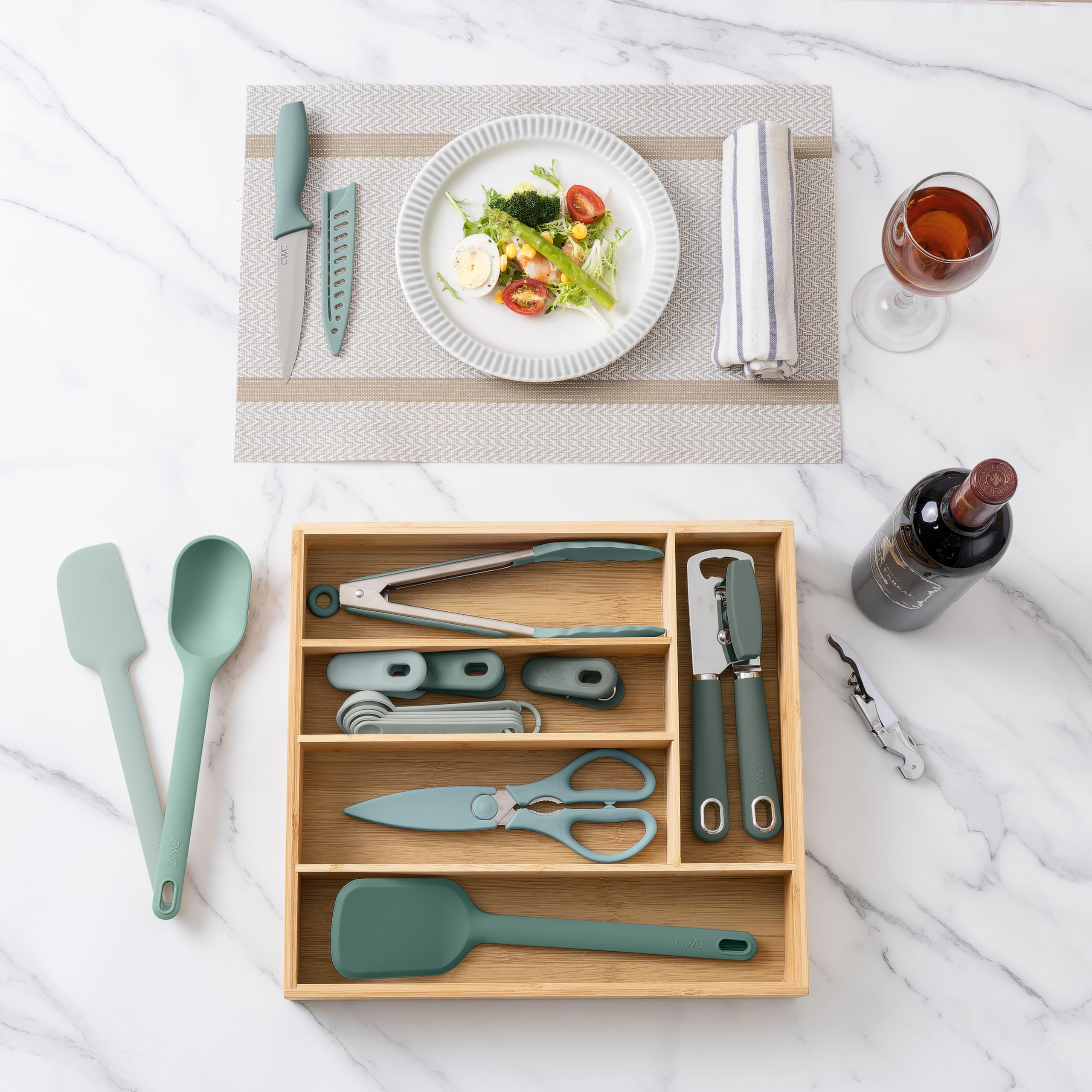 Foto 7 pulgar | Juego De Utensilios De Cocina Cook With Color Bamboo, 18 Piezas Con Organizador - Venta Internacional.