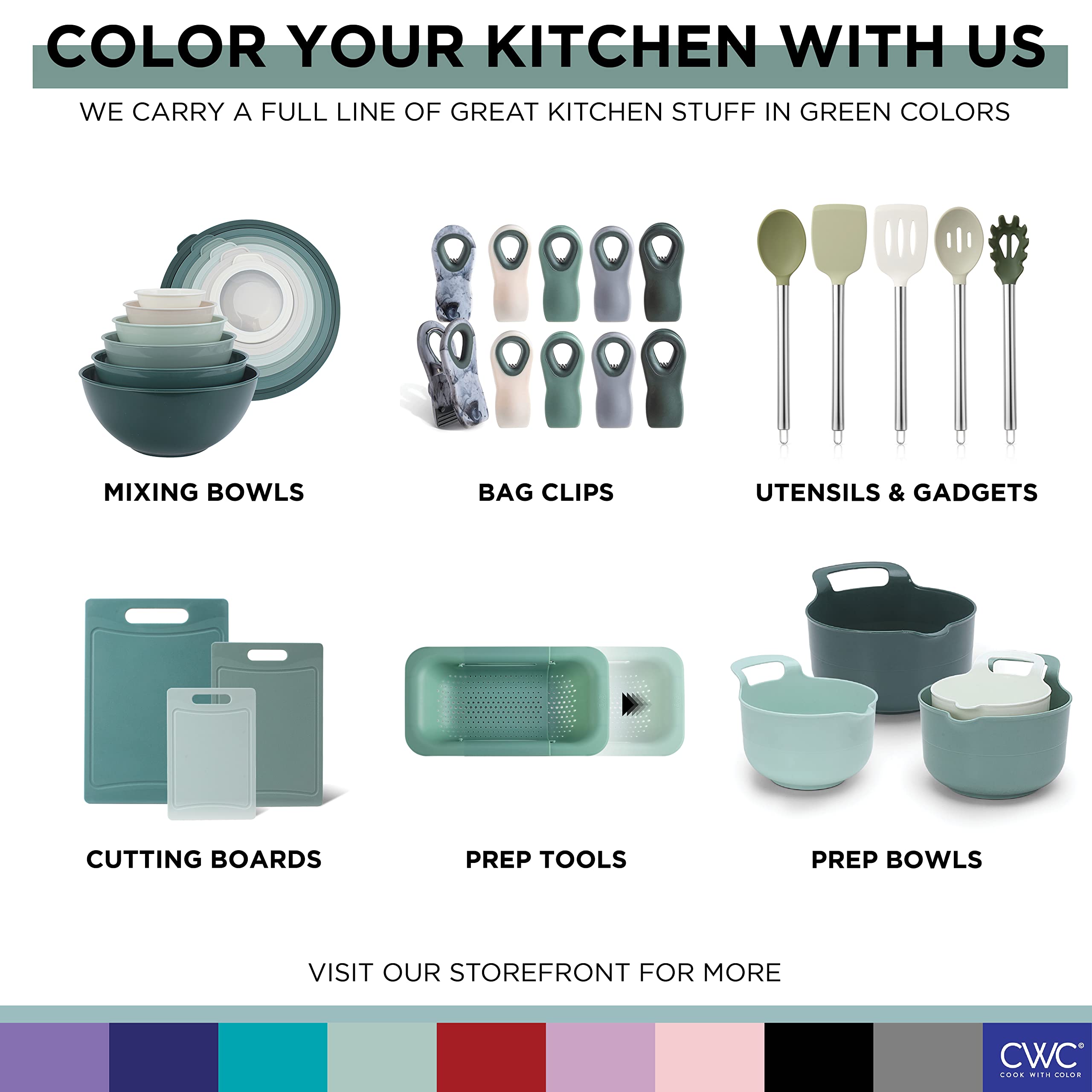 Foto 8 pulgar | Juego De Utensilios De Cocina Cook With Color Bamboo, 18 Piezas Con Organizador - Venta Internacional.