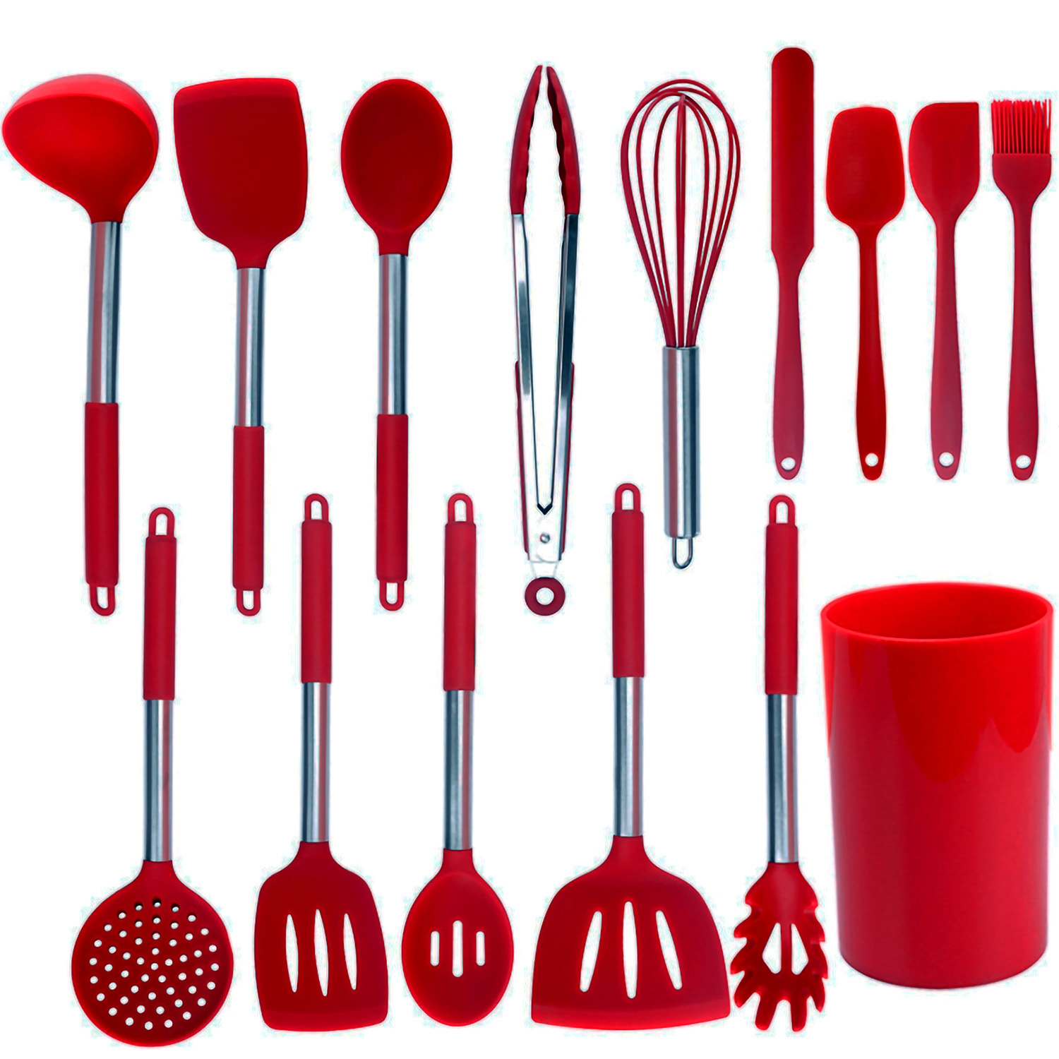 Foto 2 pulgar | Juego De 14 Utensilios De Cocina De Silicona Antiadherentes Y Vaso De Almacenamiento - Venta Internacional.