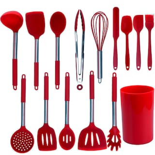 Foto 1 | Juego De 14 Utensilios De Cocina De Silicona Antiadherentes Y Vaso De Almacenamiento - Venta Internacional.