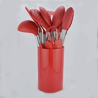 Foto 2 | Juego De 14 Utensilios De Cocina De Silicona Antiadherentes Y Vaso De Almacenamiento - Venta Internacional.