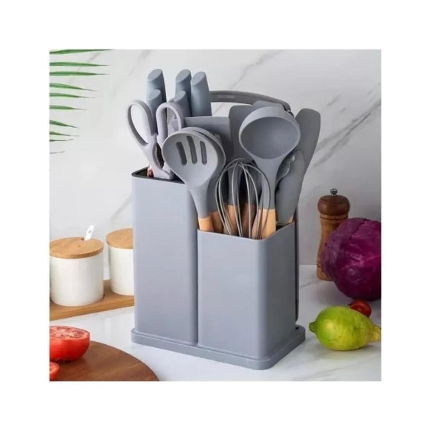Foto 2 pulgar | Juego De Utensilios De Cocina De Silicona Con Soporte De Madera, 19 Piezas - Venta Internacional.