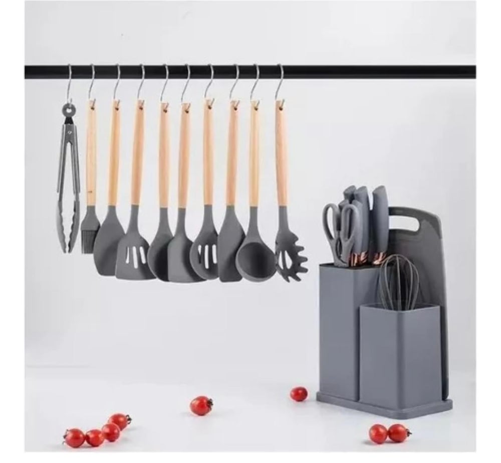 Foto 3 pulgar | Juego De Utensilios De Cocina De Silicona Con Soporte De Madera, 19 Piezas - Venta Internacional.