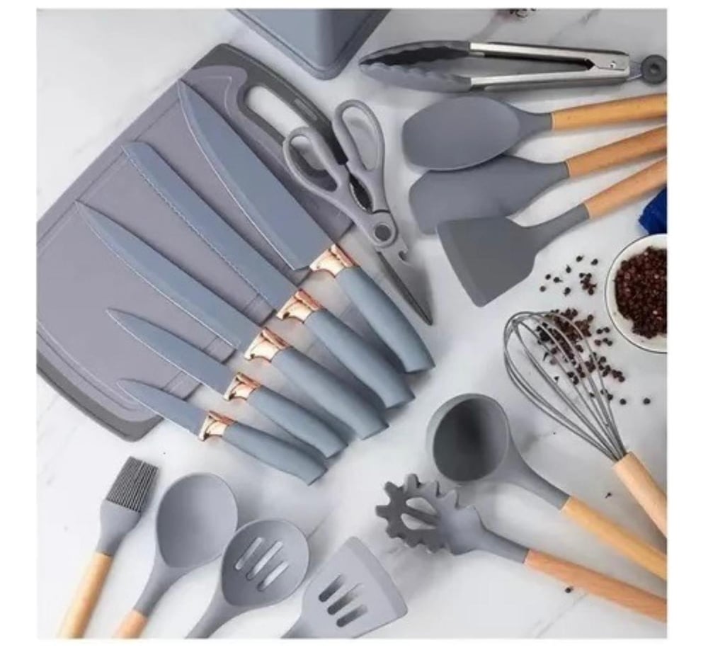 Foto 4 pulgar | Juego De Utensilios De Cocina De Silicona Con Soporte De Madera, 19 Piezas - Venta Internacional.