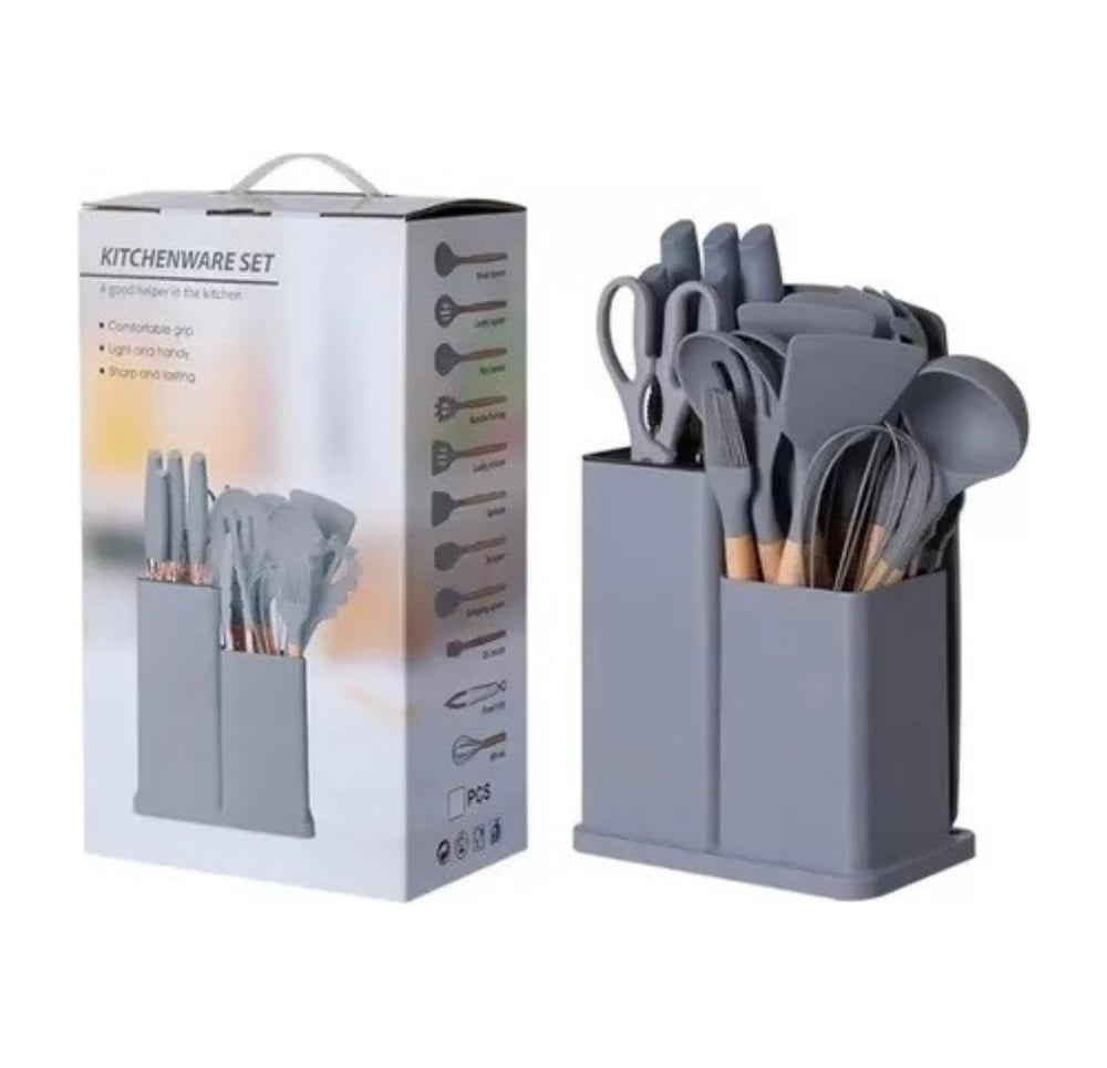 Foto 5 pulgar | Juego De Utensilios De Cocina De Silicona Con Soporte De Madera, 19 Piezas - Venta Internacional.