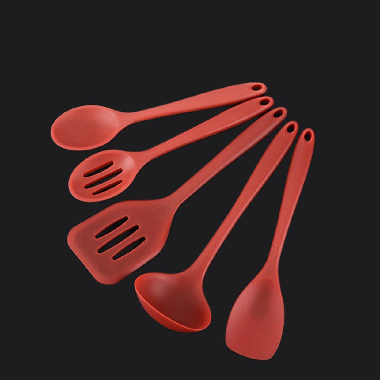 Foto 2 pulgar | Juego De Utensilios De Cocina Con Pala Antiadherente De Silicona, 5 Piezas, Color Rojo - Venta Internacional.